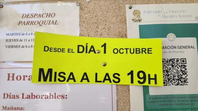 Recordatorio: Misa de Tarde desde el 1 de Octubre 