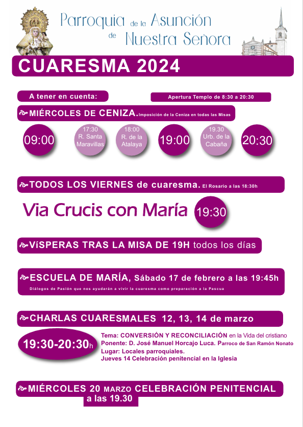 Cuaresma 2024: Horarios 