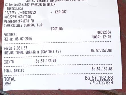 Recibo de compra de la mortadela