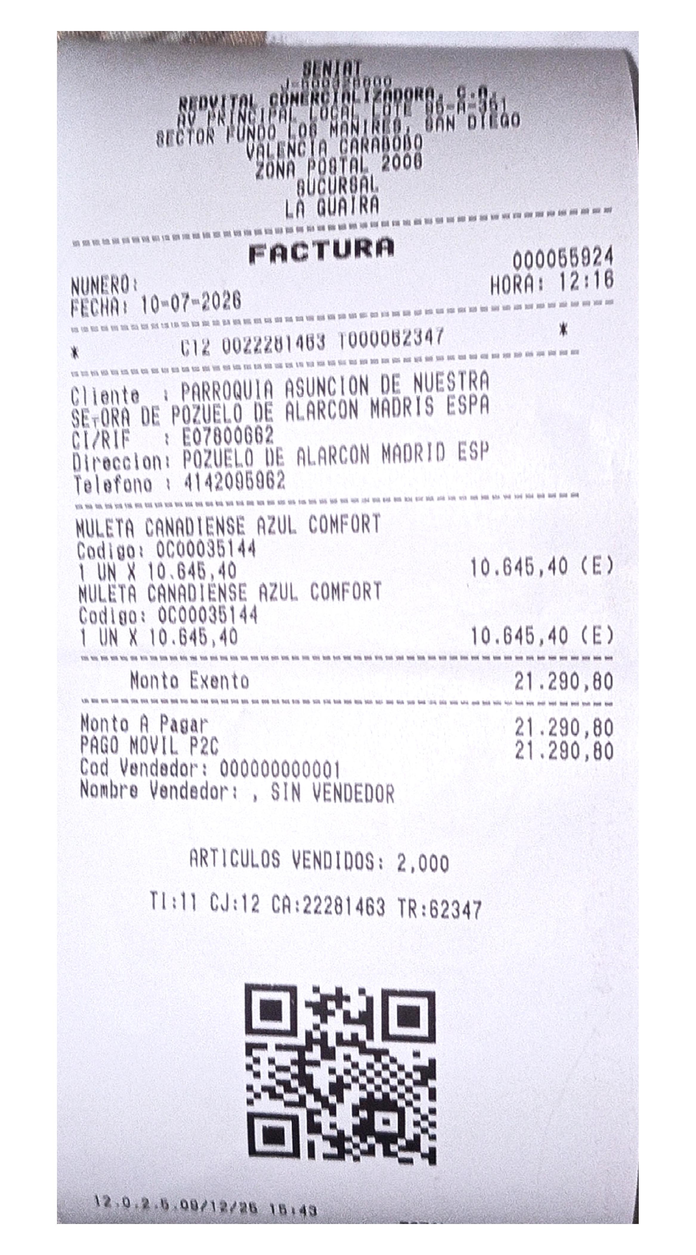 Factura de las muletas canadienses
